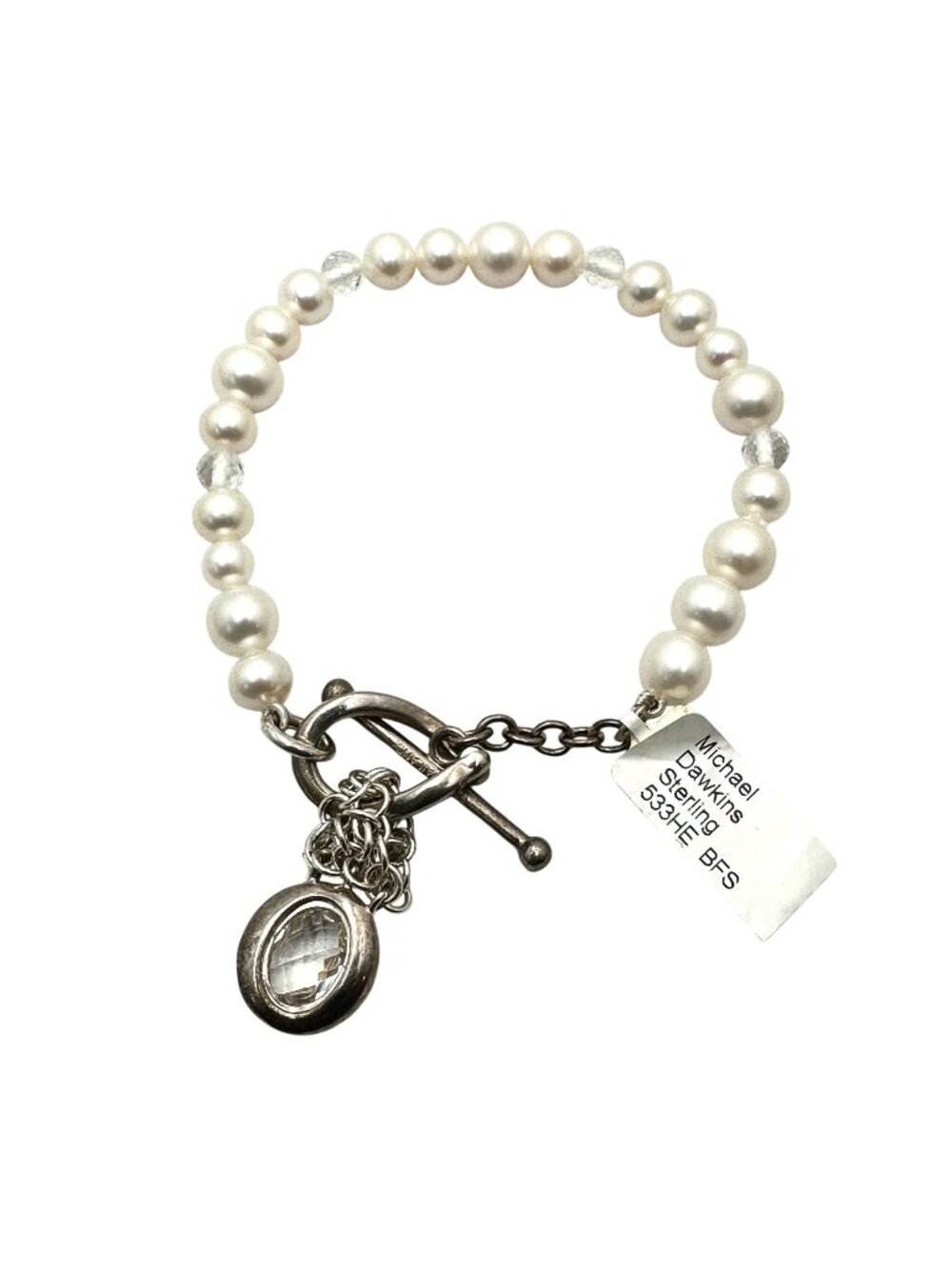 Michael Dawkins Sterling Silver Pearl Bracelet 7.5 Inch